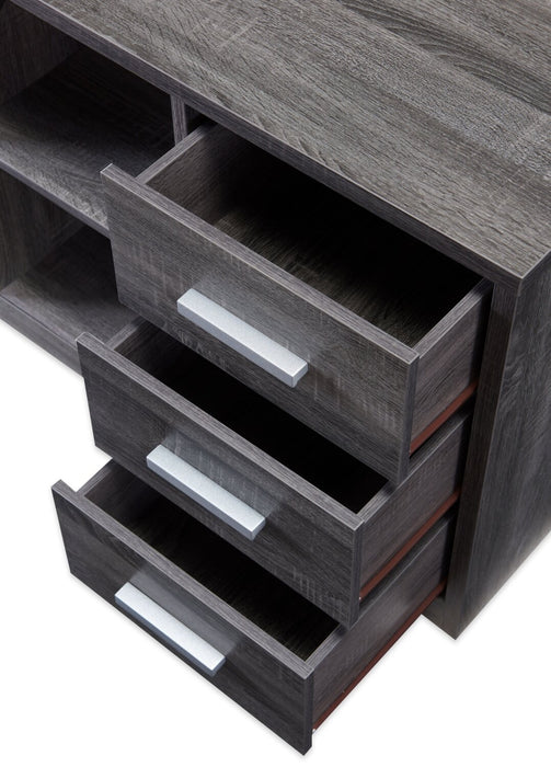 Owen 55\" Reversible Corner Office Office Desk with 4-Drawers & Cubbies - Distressed Grey