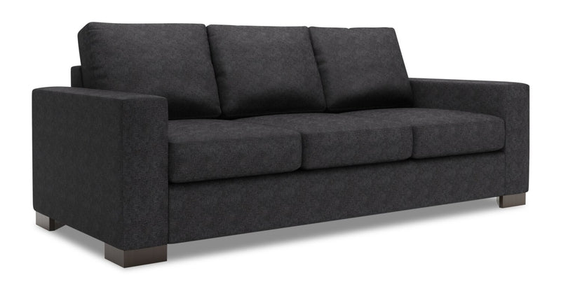 Made in Canada Customizable Sofa Lab Track 85\" Chenille Fabric Sofa Bed with Track Arms - Luxury Charcoal Grey