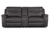 Floy 99\" Faux Suede Power Reclining Loveseat with Power Headrests, Storage Console and USB Ports - Grey