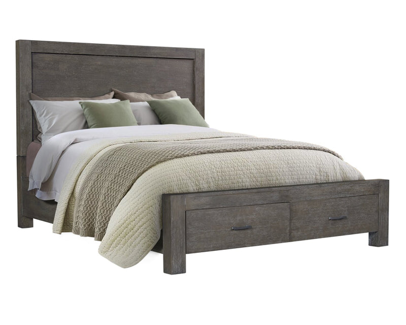 Koda 5pc Bedroom Set with Storage Bed, Dresser & Mirror, Wooden, Grey - Queen Size