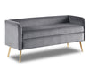 Cass 52\" Bench - Grey Velvet with Gold Legs
