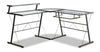 Elias 57\" L-Shaped Glass Office Desk - Black Frame