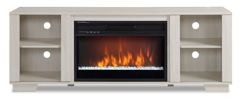 Antoni 62\" Modern Electric Fireplace TV Stand with Storage and Cable Management for TVs up to 70\"- White