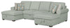 Scott Living Haven 3-Piece Chenille Fabric Sleeper Sectional with Two Storage Chaises - Seafoam Blue