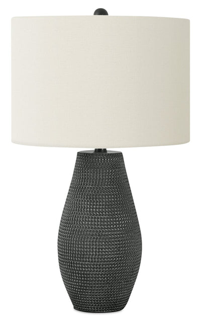 24" Black Textured Table Lamp with Drum Shade|Lampe de table texturée de 24 po noire avec abat-jour cylindrique