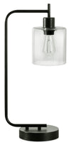 20\" Black Metal Table Lamp with USB Charging