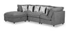 Scott Living Evolve Modular 4-Piece Linen-Look Fabric Sectional with Ottoman and Feather Down Cushions - Charcoal Grey