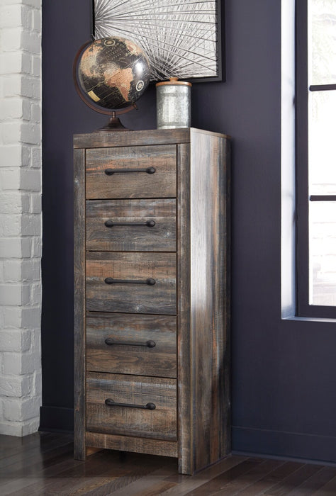 Abby Bedroom Narrow Chest of Drawers, 5-Drawer, 21.7\"W x 53.9\"H - Brown