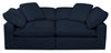 Eclipse Modular 86\" Linen-Look Fabric Loveseat with Reversible Feather Down Cushions - Navy Blue