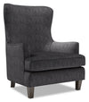 Made in Canada Sofa Lab Customizable Wingback 32\" Chenille Fabric Accent Chair - Luxury Charcoal Grey
