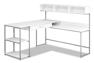 Oaklee L-Shaped Corner Desk with Hutch - White