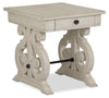 Bronwyn 22\" Traditional End Table with Storage - Alabaster Pine with Scroll Design Wood Base