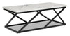 Verona 47.25\" Modern Coffee Table - White Marble Look with Black Metal Base