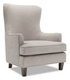 Made in Canada Sofa Lab Customizable Wingback 32\" Linen-Look Fabric Accent Chair - Pax Slate Grey