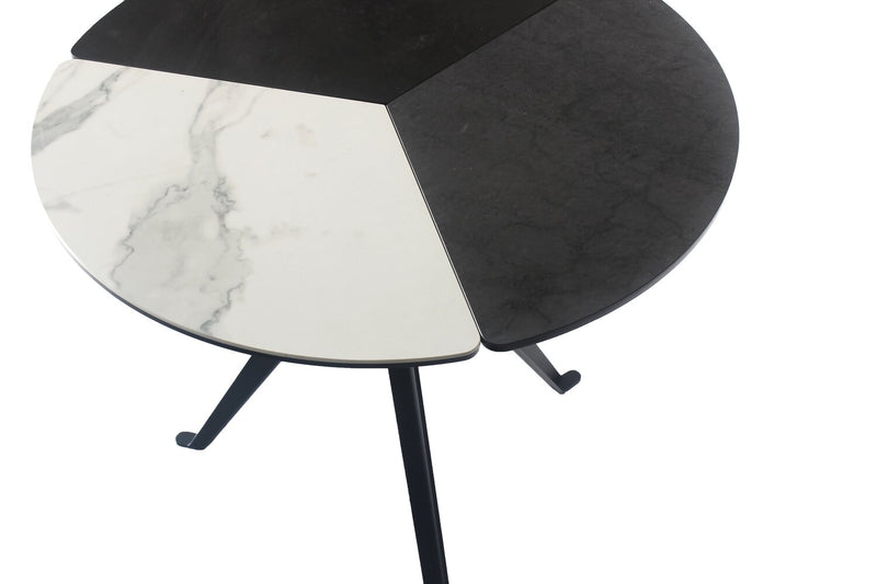 Titan 25.2\" Modern Round Coffee Table - White, Grey & Black