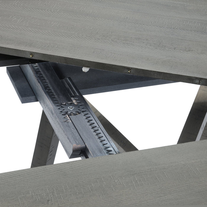 Alto Round 7pc Dining Set with Table & 6 Chairs, 48-66\"W Extension, Trestle Base - Grey