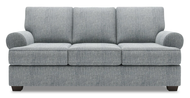 Made in Canada Customizable Sofa Lab Roll 86\" Linen-Look Fabric Sofa with Rolled Arms - Luna Pewter Grey
