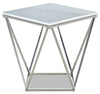 Amanda 21.5\" Modern Square End Table - White Marble Top with Chrome Metal Base