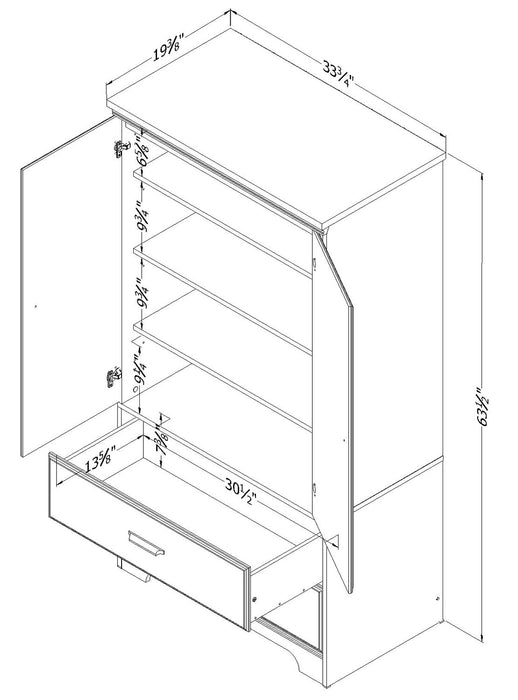 Holt Bedroom 2-Drawer Chest with Storage Cabinet, 33.75\"W x 63.5\"H, Made in Canada - Brown