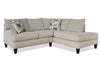 Made in Canada Nofia 2-Piece Right-Facing Chenille Fabric Sectional with Accent Pillows and Wood Legs - Linen Beige