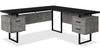 Marnie Reversible 71\" L-Shaped Corner Office Desk with 3-Drawers - Black Concrete-Look
