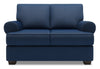 Made in Canada Customizable Sofa Lab Roll 64\" Linen-Look Fabric Loveseat with Rolled Arms - Pax Navy Blue