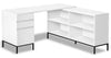 Sean 60\" L-Shaped Office Desk with 3-Drawers & 4 Cubbies - White