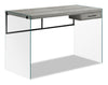 Isla 48\" Office Desk with Drawer - Grey with Glass Base