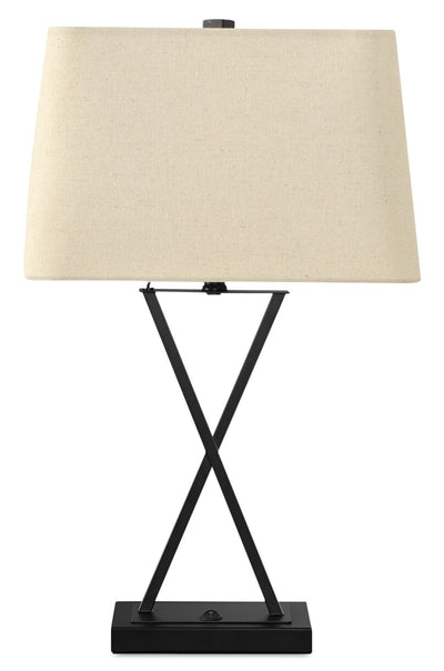 25" Black Metal Table Lamp with USB Charging|Lampe de table de 25 po en métal noir avec recharge USB