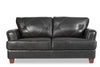 Chateau d’Ax Vita 70\" 100% Genuine Leather Loveseat with Diamond Pattern Stitching and Wood Legs - Charcoal Grey