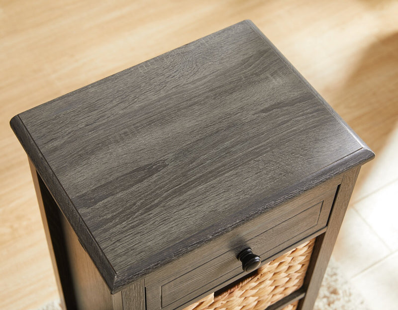 Jon 15.5\" Chairside Table with 2 Baskets & Drawer - Distressed Grey