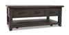 Morgan 48\" Rustic Coffee Table With Storage, Shelf and Casters - Dark Brown with Reclaimed Wood