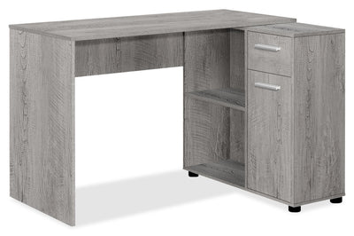 Bristol 46" L-Shaped Computer Office Desk with Shelves, Drawer & Cabinet - Grey|Bureau d’ordinateur en forme de L Bristol de 46 po avec tablettes, tiroir et armoire - gris