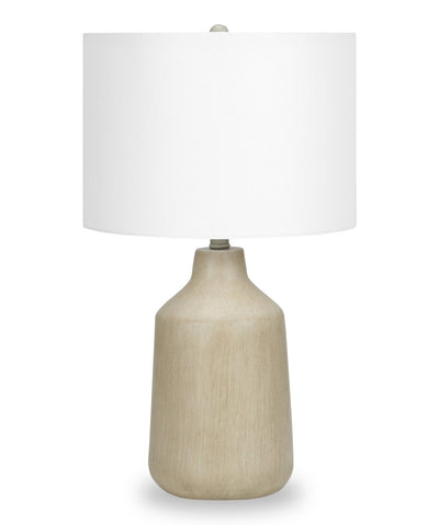 24" Beige Concrete Table Lamp with White Shade|Lampe de table de 24 po béton beige avec abat-jour blanc