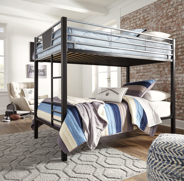 Jett Bunk Bed with Ladder & Guard Rail for Kids, Metal, Black & Grey - Twin/Twin