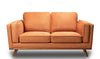 Kort & Co. Kassia 65.4\" Linen-Look Fabric Loveseat with Wood Base and Legs - Orange