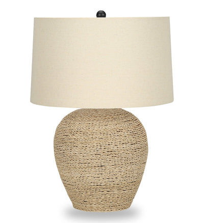 25" Ratten Table Lamp with Beige Shade|Lampe de table de 25 po en rotin avec abat-jour beige