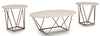 Tarica 47\" Modern Oval 3-Pack Coffee + 2 End Tables - Cream and Gold with Metal Legs