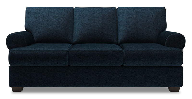 Made in Canada Customizable Sofa Lab Roll 86\" Chenille Fabric Sofa with Rolled Arms -  Luxury Indigo Blue