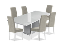 Raia 7pc Dining Set with Table & 6 Chairs - Made in Italy, Pedestal Base, Modern, 71