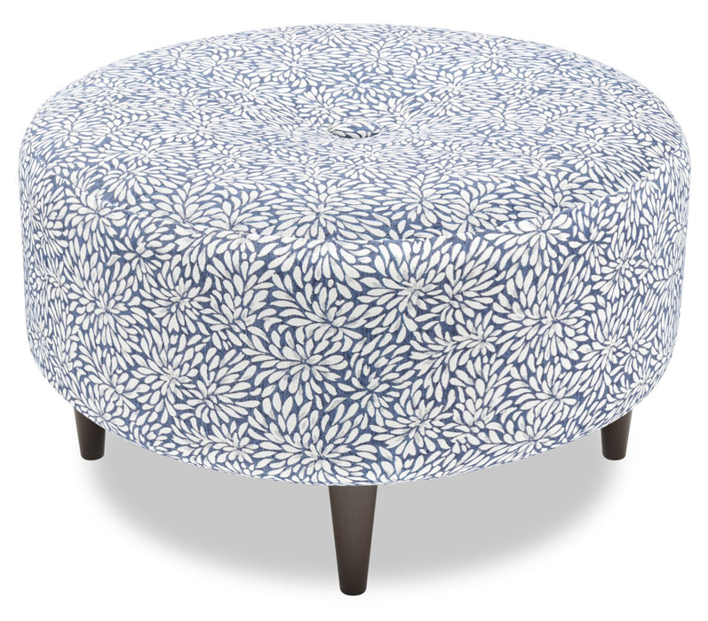 Made in Canada Customizable Sofa Lab The Curve 31\" Fabric Ottoman - Cadet Multicolour