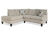 Made in Canada Nofia 2-Piece Left-Facing Chenille Fabric Sectional with Accent Pillows and Wood Legs - Linen Beige