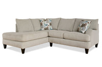 Made in Canada Nofia 2-Piece Left-Facing Chenille Fabric Sectional with Accent Pillows and Wood Legs - Linen Beige