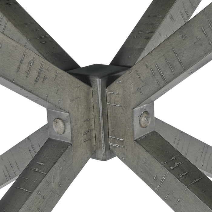 Alto Round 7pc Dining Set with Table & 6 Chairs, 48-66\"W Extension, Trestle Base - Grey