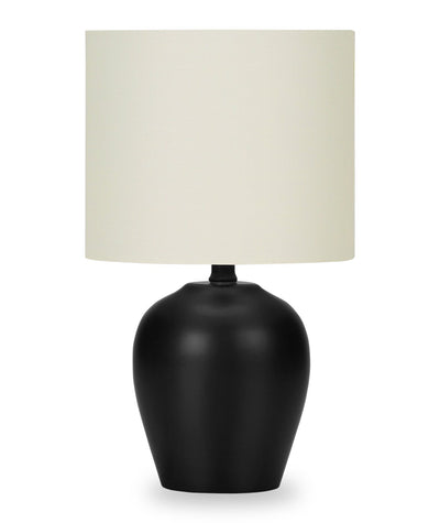17" Black Ceramic Drum Shade Table Lamp|Lampe de table de 17 po en céramique noire avec abat-jour cylindrique
