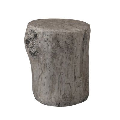 Jordy Ottoman Accent Table – Silver - Rustic style End Table in Silver Cement