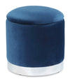 Phebe 16.5\" Storage Ottoman with Silver Trim Base - Navy