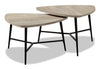 Mason 32.5\" Modern 2-Pack Nesting Coffee Tables - Taupe with Black Metal Legs