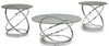 Hollynx 38\" Glam Round 3-Pack Coffee + 2 End Tables - Silver Metal Base with Glass Top