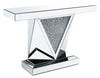 Rosie 47.5\" Glam Mirror & Glass Top Sofa Table - Silver Metal with Diamond Look Legs